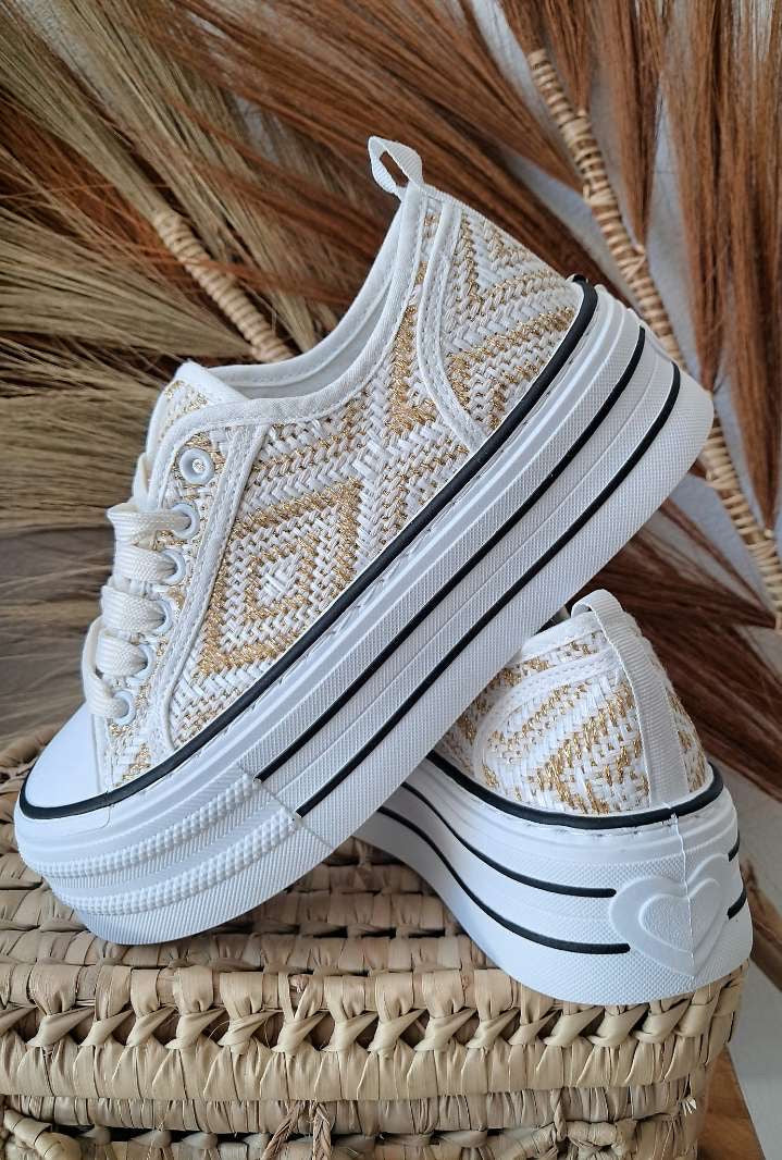 Baskets Tressé chic blanche